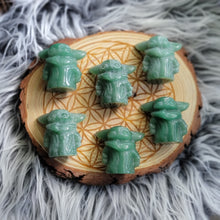 Load image into Gallery viewer, Aventurine Carved Crystal Yoda Figure