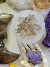 Load image into Gallery viewer, Mini Smokey Clear Quartz Stellated Asteroid Sacred Geometry Merkabah Stars