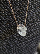 Load image into Gallery viewer, Mini Faceted Clear Quartz Skull Pendant Necklace