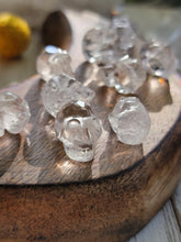 Load image into Gallery viewer, Mini Faceted Clear Quartz Skull Pendant Necklace