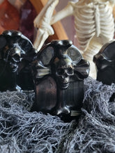 Load image into Gallery viewer, Gothic Obsidian Skull Gemstone Tombstone