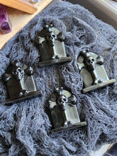 Load image into Gallery viewer, Gothic Obsidian Skull Gemstone Tombstone