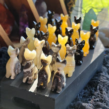 Load image into Gallery viewer, Mini Gemstone Carved Kitty Cats