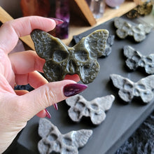 Load image into Gallery viewer, Natural Sheen Obsidian Gemstone Death Head Moth