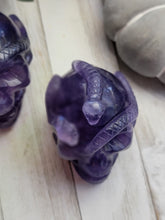 Load image into Gallery viewer, Indigo Fluorite Purple Crystal Serpent Medusa Snake Skulls