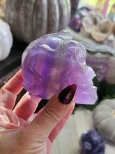 Load image into Gallery viewer, Indigo Fluorite Purple Crystal Serpent Medusa Snake Skulls