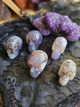 Load image into Gallery viewer, Natural Black/Purple Violet Flame Agate Gemstone Skulls