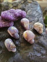 Load image into Gallery viewer, Natural Black/Purple Violet Flame Agate Gemstone Skulls