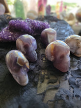 Load image into Gallery viewer, Natural Black/Purple Violet Flame Agate Gemstone Skulls