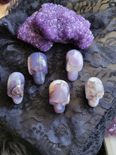 Load image into Gallery viewer, Natural Black/Purple Violet Flame Agate Gemstone Skulls
