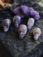 Load image into Gallery viewer, Natural Black/Purple Violet Flame Agate Gemstone Skulls