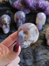 Load image into Gallery viewer, Natural Black/Purple Violet Flame Agate Gemstone Skulls