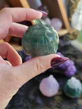 Load image into Gallery viewer, Mini Hand Carved Fluorite Crystal Pumpkins