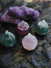 Load image into Gallery viewer, Mini Hand Carved Fluorite Crystal Pumpkins