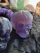 Load image into Gallery viewer, Evil Purple Fluorite Crystal Pumpkin Skulls