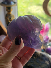 Load image into Gallery viewer, Evil Purple Fluorite Crystal Pumpkin Skulls