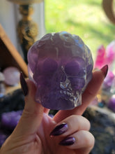 Load image into Gallery viewer, Evil Purple Fluorite Crystal Pumpkin Skulls