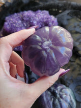 Load image into Gallery viewer, Evil Purple Fluorite Crystal Pumpkin Skulls