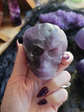 Load image into Gallery viewer, Evil Purple Fluorite Crystal Pumpkin Skulls
