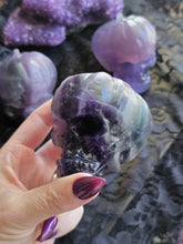Load image into Gallery viewer, Evil Purple Fluorite Crystal Pumpkin Skulls