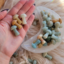 Load image into Gallery viewer, Mini Amazonite Carved Mushrooms