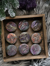 Load image into Gallery viewer, Labradorite Sunset Sun + Moon Carvings