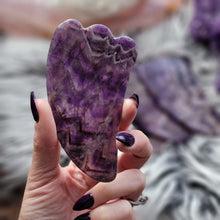 Load image into Gallery viewer, Gua Sha Amethyst Rose Quartz Facial Massage Tool