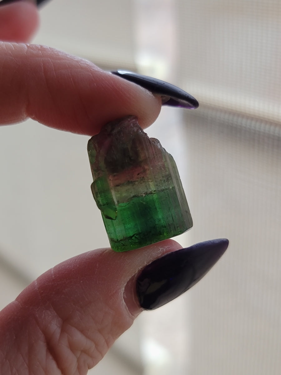 Tourmaline crystal double terminated water melon bi color selling crystal top luster