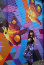 Load image into Gallery viewer, Dark Purple Amethyst Crystal Fold Over Yoga Leggings