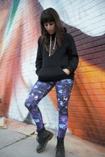 Load image into Gallery viewer, Dark Purple Amethyst Crystal Fold Over Yoga Leggings