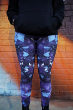 Load image into Gallery viewer, Dark Purple Amethyst Crystal Fold Over Yoga Leggings