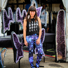 Load image into Gallery viewer, Dark Purple Amethyst Crystal Fold Over Yoga Leggings