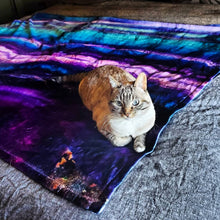 Load image into Gallery viewer, Amethyst Rainbow Fluorite Reversible Crystal Fleece Blanket