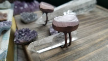 Load image into Gallery viewer, Electroformed Pure Copper Rustic Rose Quartz Crystal Statement Ring