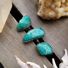 Load image into Gallery viewer, Pure Copper Amazonite Electroformed Gemstone Statement Rings
