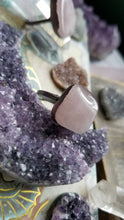 Load image into Gallery viewer, Electroformed Pure Copper Rustic Rose Quartz Crystal Statement Ring