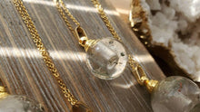 Load image into Gallery viewer, Natural Gemstone Lodolite Chlorite Spherical Crystal Poison Bottle Hollow Necklace