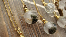 Load image into Gallery viewer, Natural Gemstone Lodolite Chlorite Spherical Crystal Poison Bottle Hollow Necklace