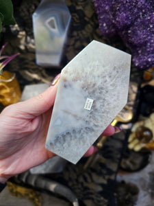 Brazilian Agate Crystal Crescent Druzy Coffins