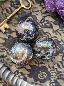 Rare Brazilian Black Agate Druzy Crystal Spheres