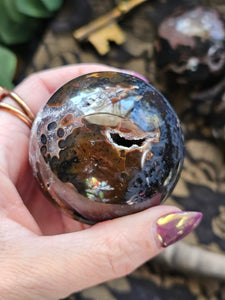 Rare Brazilian Black Agate Druzy Crystal Spheres
