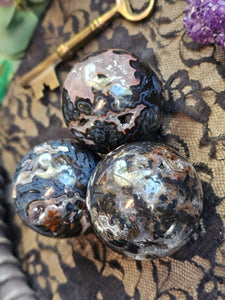 Rare Brazilian Black Agate Druzy Crystal Spheres