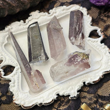 Load image into Gallery viewer, Raw Pink + Black Lithium Quartz with Epidote and Hematite

