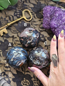 Rare Brazilian Black Agate Druzy Crystal Spheres