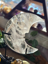Load image into Gallery viewer, XL Clear Quartz Crescent Moon on a Stand
