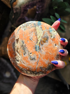 Orange Jasper + Apatite Full Moon on Driftwood