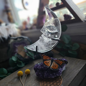 XL Clear Quartz Crescent Moon on a Stand