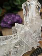 Load image into Gallery viewer, XL Clear Quartz Bat on a Stand
