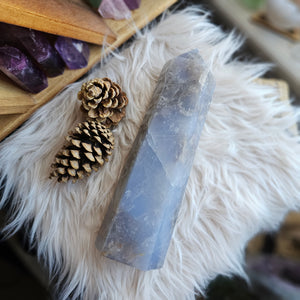 Natural Blue Rose Quartz Statement Tower