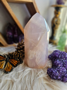 Natural Blue Rose Quartz Statement Tower